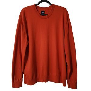 GAP Mens Cotton Mainstay Crewneck Sweater Orange Long Sleeve Pullover Size 2XL